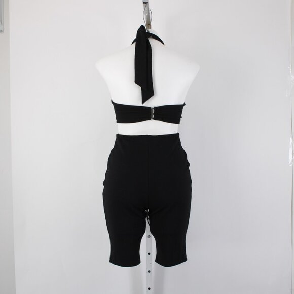 Maluma Romper NEW $90 Royalty Sz 4 Black Halter Open Sides Poly Rayon Romper - Picture 8 of 14